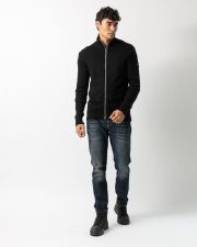 BLACK MEN'S LOOSE FIT ZIPPED