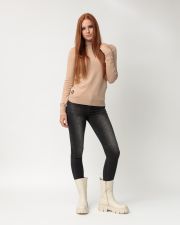 BROWN WOMEN'S KNITTED PULLOVER
