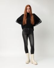 BLACK WOMEN'S KNITTED PULLOVER