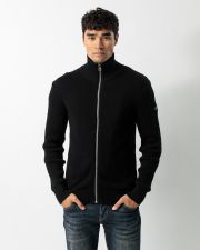 BLACK MEN'S LOOSE FIT ZIPPED