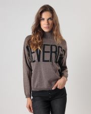 BROWN WOMEN'S KNITTED SWEATER