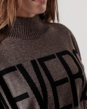 BROWN WOMEN'S KNITTED SWEATER