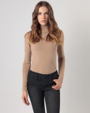 BEIGE WOMEN'S LONG-SLEEVED T-SHIRT