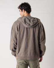 BROWN MEN'S ZIP-UP SWEATSHIRT