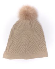 BEIGE WOMEN'S KNITTED HAT