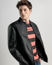 BLACK MEN'S VEGAN LEATHER JACKET
