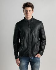 BLACK MEN'S VEGAN LEATHER JACKET