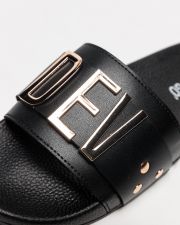 BLACK WOMEN'S SLIDES - CARAVELLA LETTERS