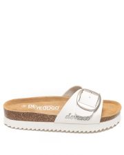 WHITE WOMEN'S SLIDES - GAIA BUCKLE