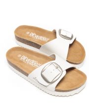 WHITE WOMEN'S SLIDES - GAIA BUCKLE