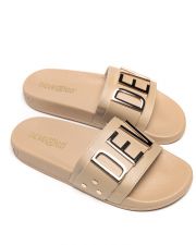 BEIGE WOMEN'S SLIDES - CARAVELLA LETTERS