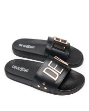 BLACK WOMEN'S SLIDES - CARAVELLA LETTERS