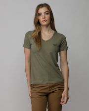 KHAKI WOMEN'S V-NECK SHORT SLEEVE T-SHIRT
