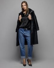 BLACK WOMEN'S SATIN SHIRT