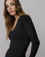 BLACK WOMEN'S LONG SLEEVE BODYSUIT