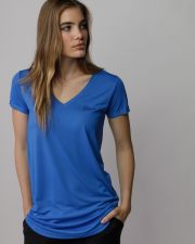 BLUE WOMEN'S V-NECK SHORT SLEEVE T-SHIRT