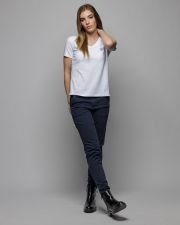 WHITE WOMEN'S V-NECK SHORT SLEEVE T-SHIRT