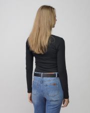 BLACK WOMEN'S ZIP LONG SLEEVE T-SHIRT