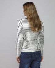 WHITE WOMEN'S STRIPED LONG SLEEVE T-SHIRT