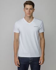 WHITE MEN'S V-NECK SHORT SLEEVE T-SHIRT