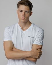 WHITE MEN'S V-NECK SHORT SLEEVE T-SHIRT