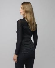 BLACK WOMEN'S SHIRT WITH TRANSPARENT SLEEVES