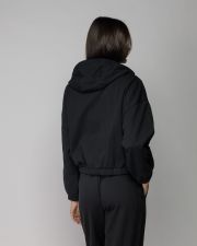 BLACK WOMEN'S HOODED ZIP SWEATER