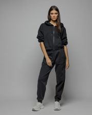 BLACK WOMEN'S HOODED ZIP SWEATER