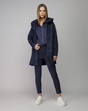 BLUE WOMEN'S HOODED TRANSITIONAL COAT