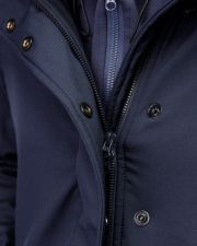 BLUE WOMEN'S HOODED TRANSITIONAL COAT