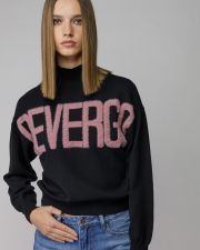 BLACK WOMEN'S KNITTED TURTLENECK SWEATER