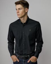 BLACK MEN'S POPLIN SHIRT