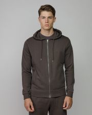 BROWN MEN'S ZIP SWEATER