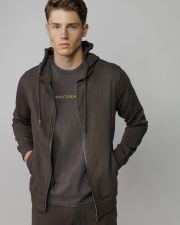 BROWN MEN'S ZIP SWEATER