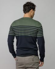 KHAKI MEN'S STRIPED KNITTED SWEATER