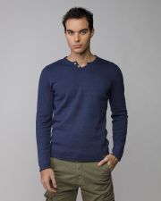 BLUE MEN'S THIN KNITTED SWEATER