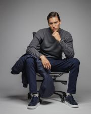 GREY MEN'S KNITTED SWEATER