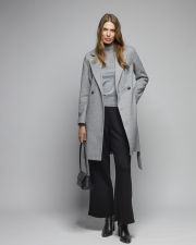 GREY WOMEN'S FABRIC COAT