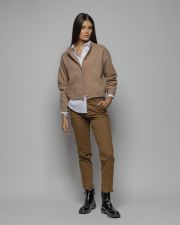 BROWN WOMEN'S KNITTED BUTTON CARDIGAN