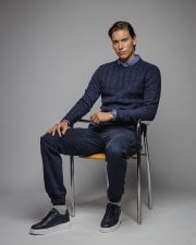 BLUE MEN'S KNITTED SWEATER