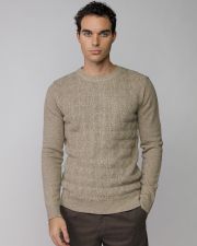 BEIGE MEN'S KNITTED SWEATER