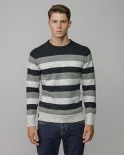BLACK MEN'S STRIPED KNITTED SWEATER