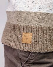 BEIGE MEN'S STRIPED KNITTED SWEATER