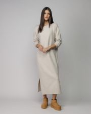 BEIGE WOMEN'S KNITTED DRESS