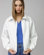 WHITE WOMEN'S ZIP JACQUARD SWEATER