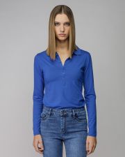 BLUE WOMEN'S LONG SLEEVE POLO SHIRT