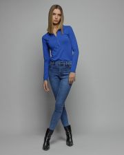 BLUE WOMEN'S LONG SLEEVE POLO SHIRT