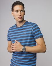 BLUE MEN'S STRIPED SHORT SLEEVE T-SHIRT