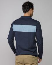 BLUE MEN'S LONG SLEEVE POLO SHIRT