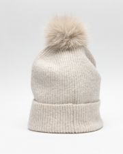 BEIGE WOMEN'S KNITTED BEANIE